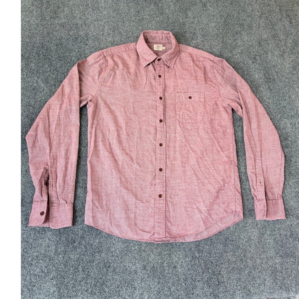 Faherty Brand Mens Heathered Red Slub Cotton Button Down Shirt Size M